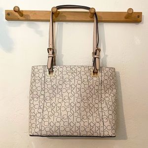 Calvin Klein Cream Gray Tote Used Once Excellent Condition